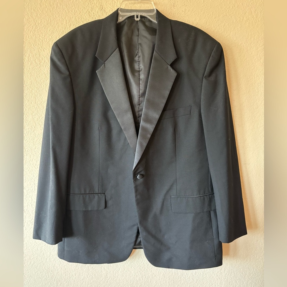 Vintage Barry Tuxedo Single Breasted Black 100% Wool Jacket 44R‎